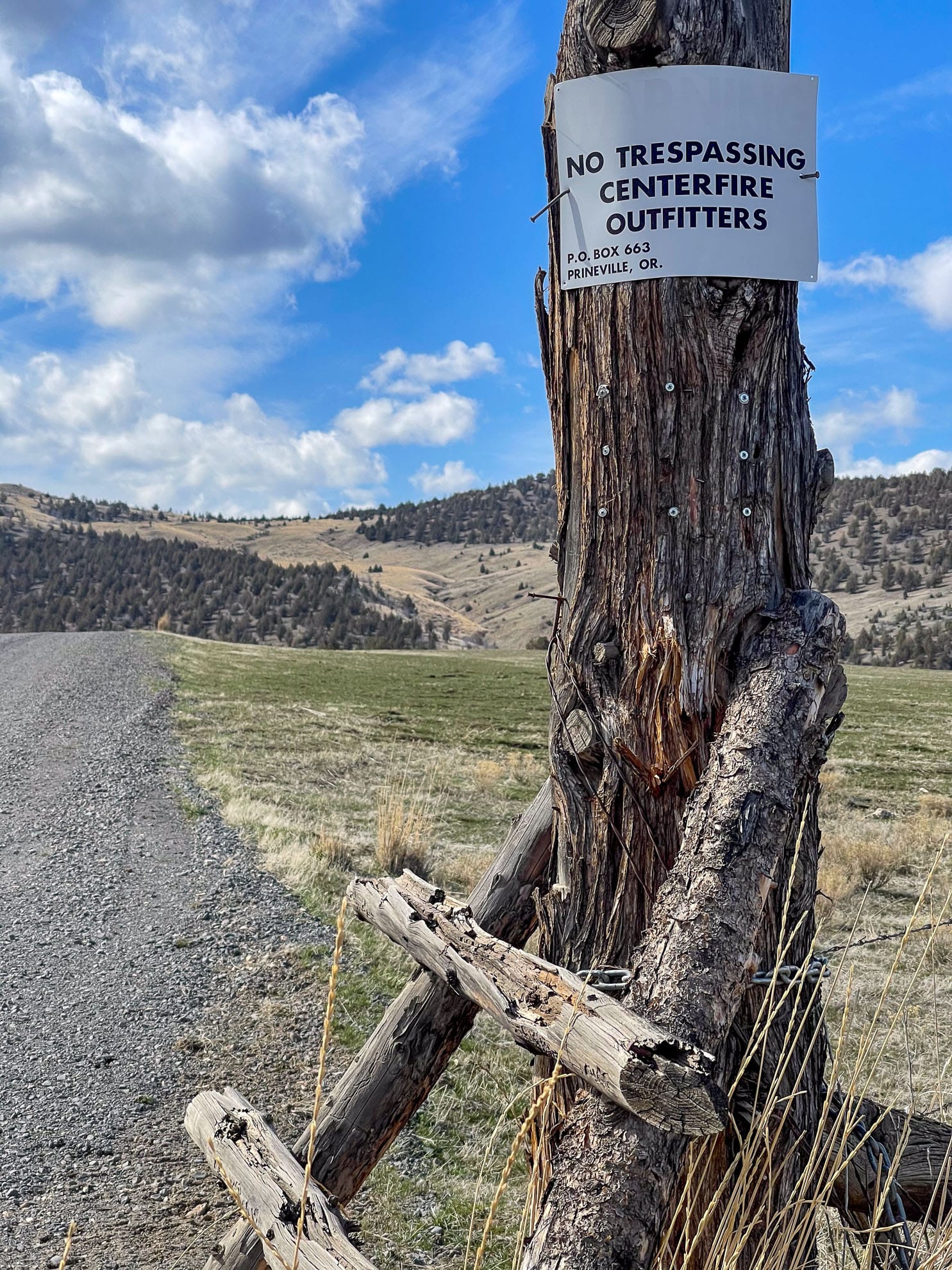 No Trespassing sign on a post