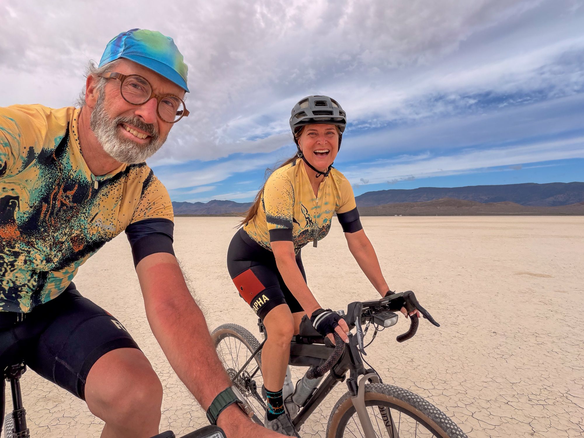Cycling on the Alvord Playa, morning of June 6